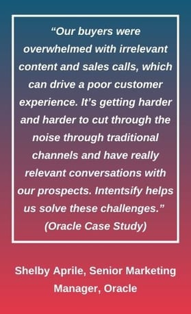 Customer testimonial from Shelby Aprile, Senior Marketing Manager at Oracle.