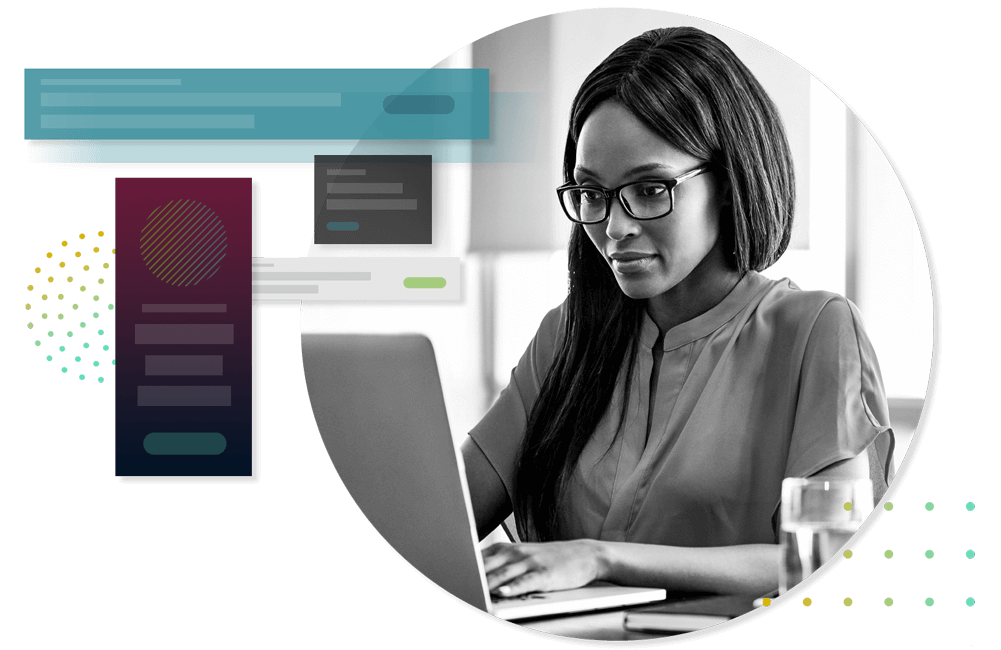 woman focusing on computer